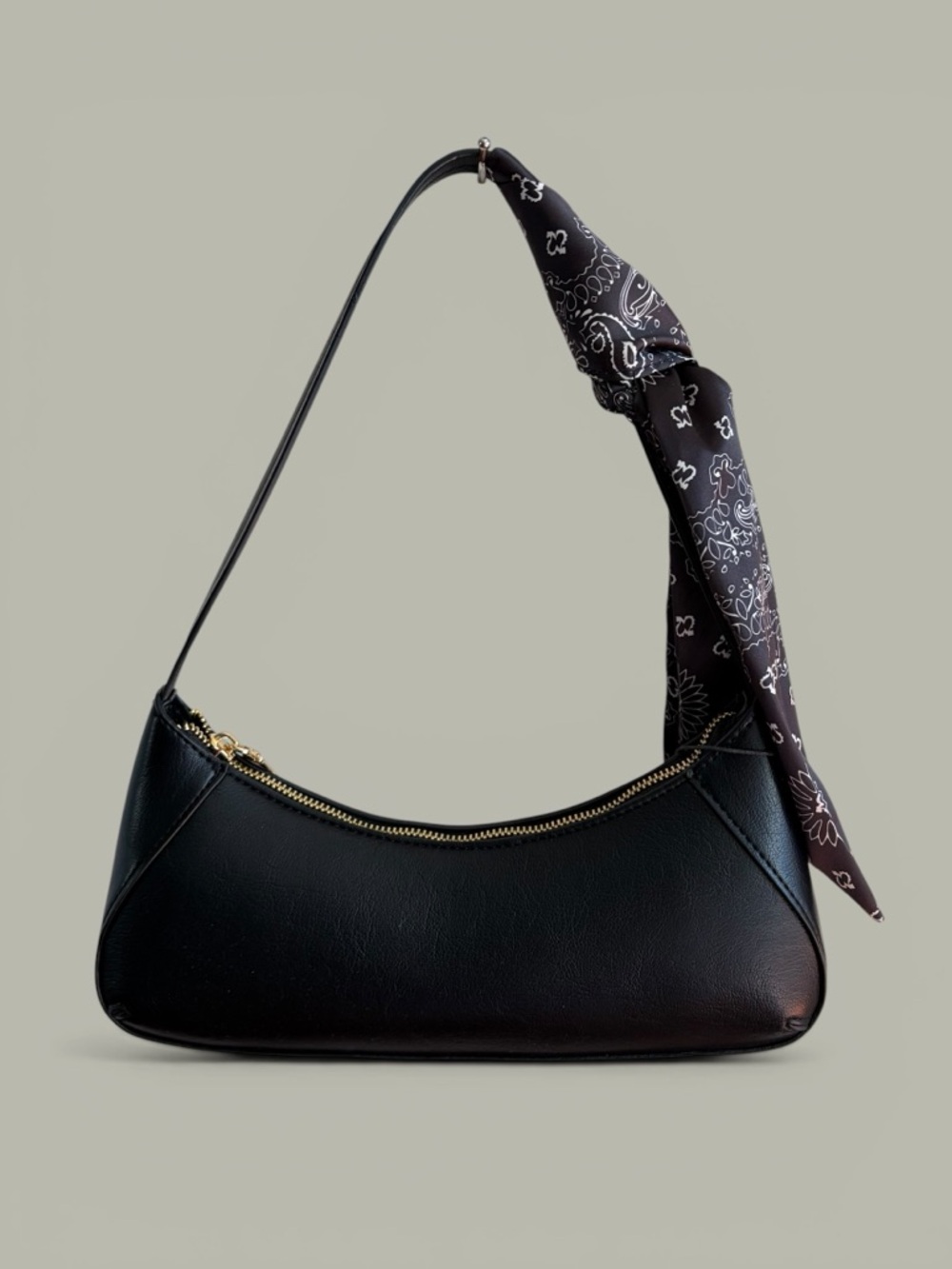 Steve Madden Black Shoulder Bag with Paisley Bandana Accent - Picture 3 of 16